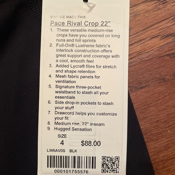 NWT Lululemon pace rival crop 22” - Picture 3 of 7